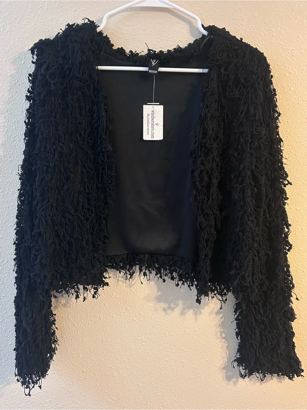 Windsor Little Miss Cozy Shaggy Cardigan Black, Size Small, NWT